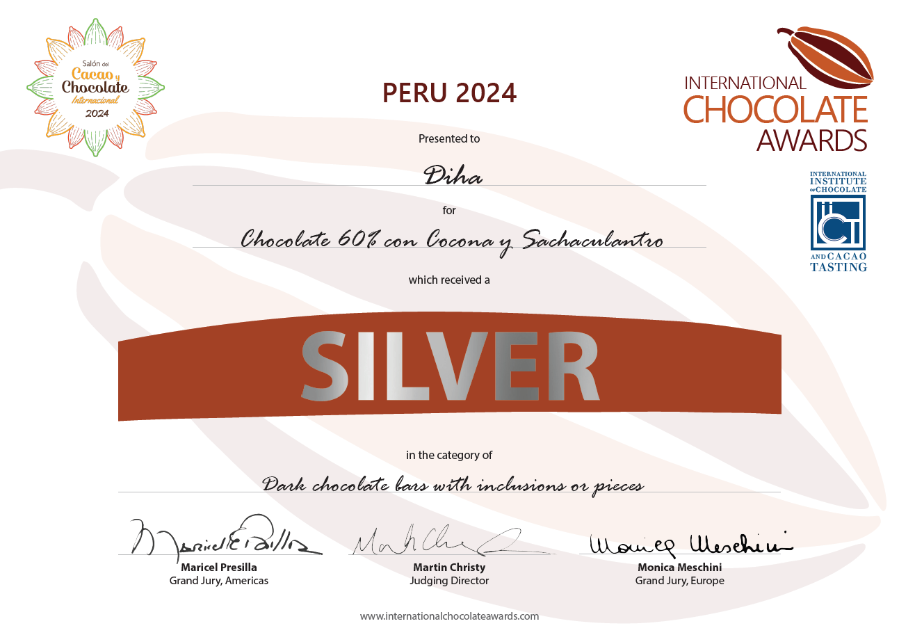 Certificado 2024 - Chocolate 60% con cocona y sachaculantro