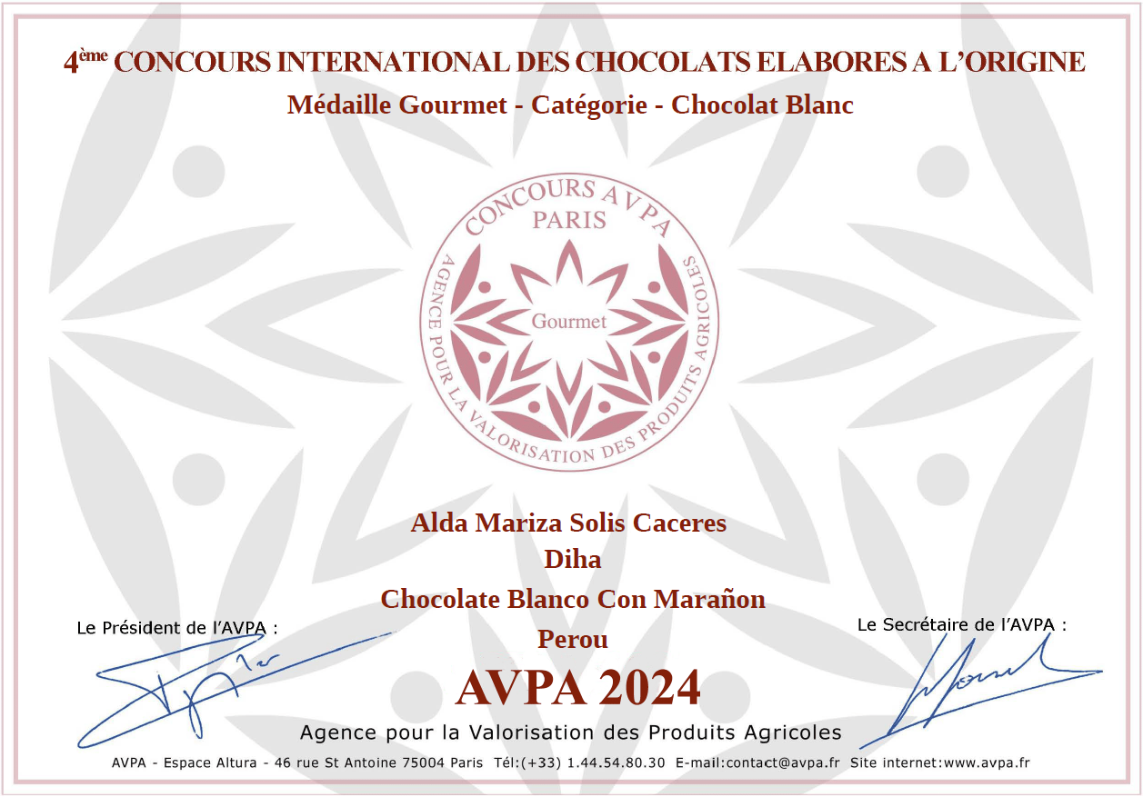 Certificado 2024 - Chocolate Blanco con Marañon