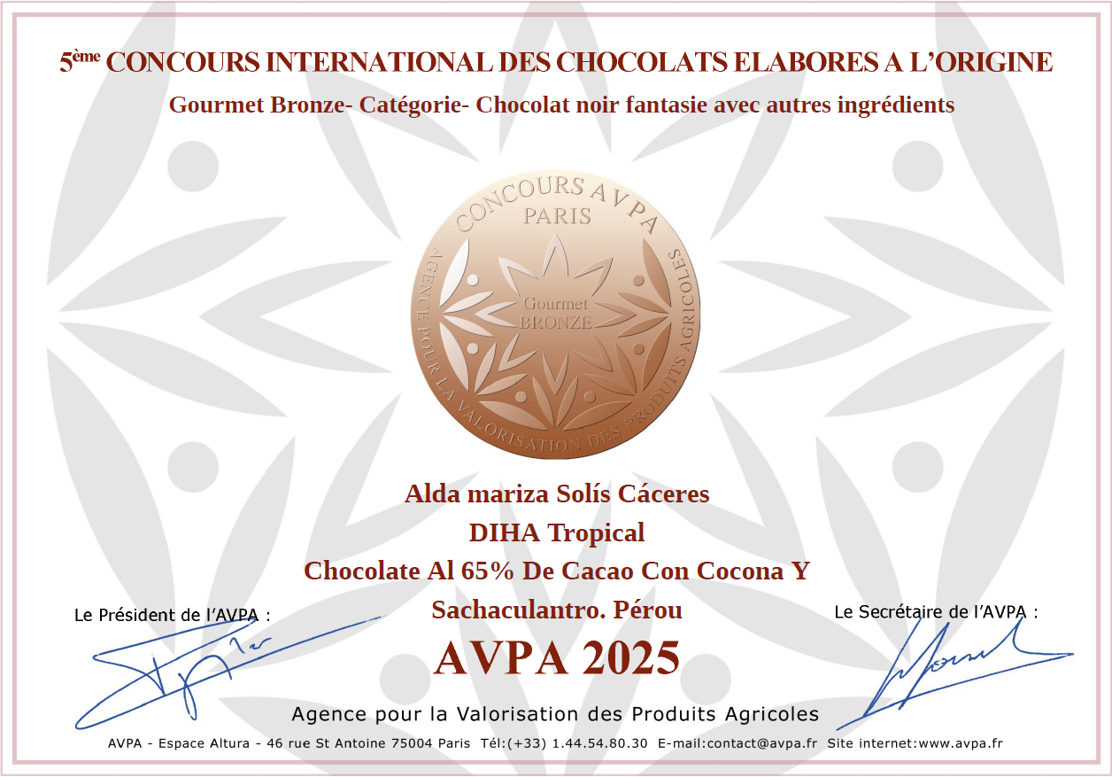 Certificado 2025 - Chocolate con cocona y sachaculantro