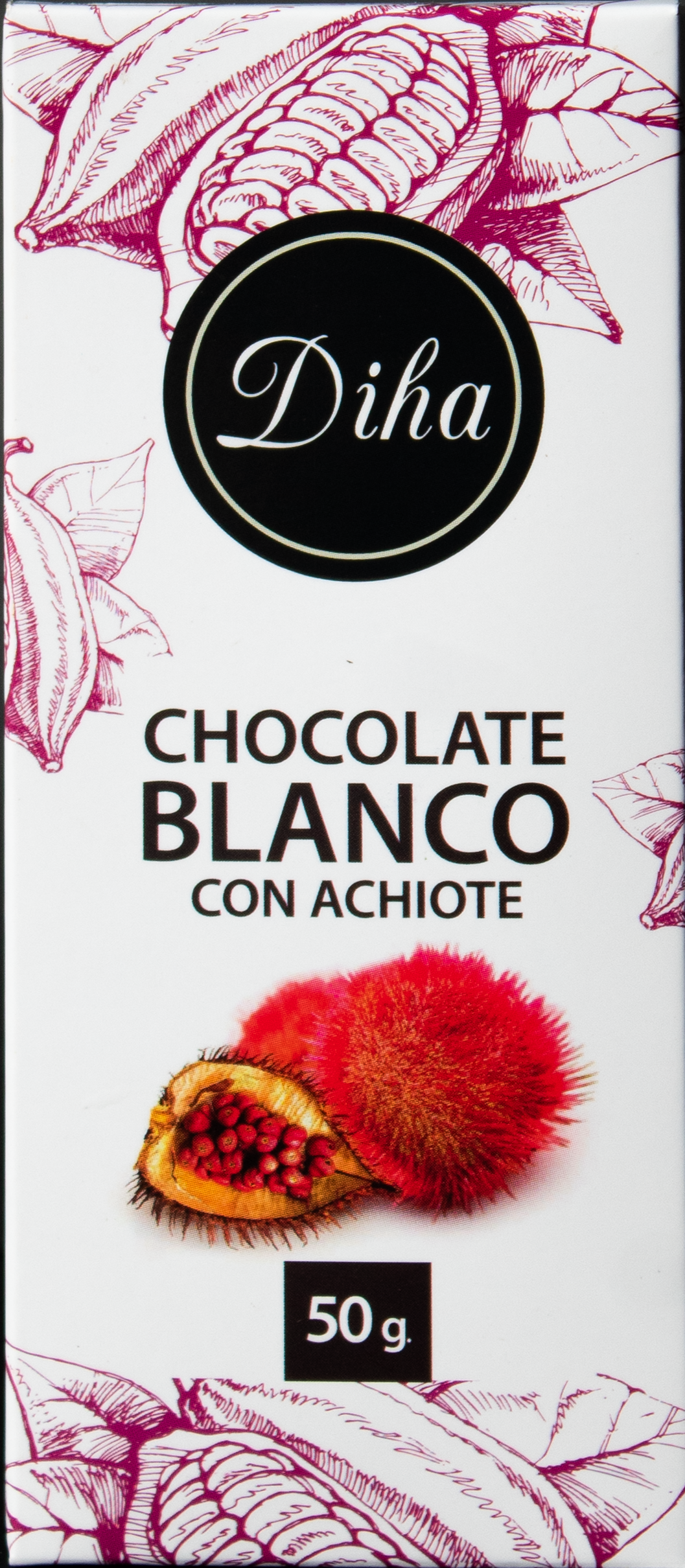 Chocolate blanco con aguaymanto y cancha